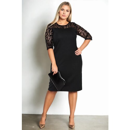Dewberry 52457 Plus Size Dress-BLACK Cene