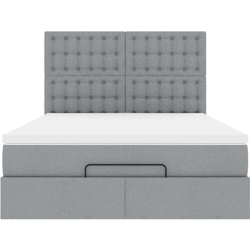 VidaXL Otomanski krevet s madracem svijetlosivi 140x190 cm od tkanine Slike