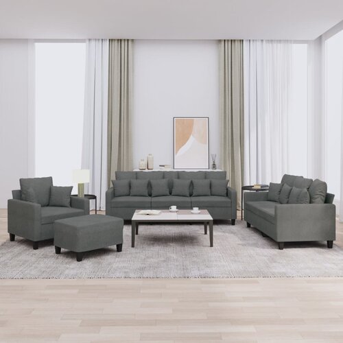  4-dijelni set sofa s jastucima tamnosivi od tkanine Cene