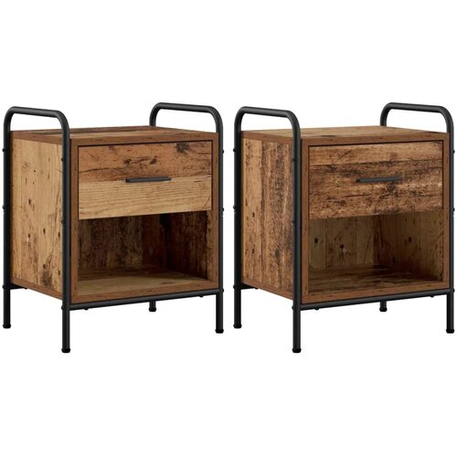  Noćni ormar 2 kom. Staro drvo 40 x 30 x 50 cm Konstruirano drvo - Staro drvo 2 Cijene