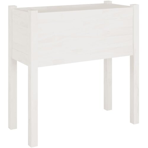  Vrtne sadilice 2 kom bijele 70 x 31 x 70 cm od masivne borovine Slike