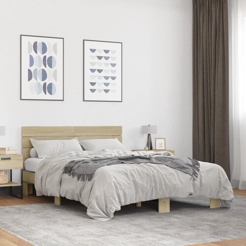 Furnova Posteljni okvir sonoma hrast 120x190 cm inž. les in kovina, (21935568) Slike