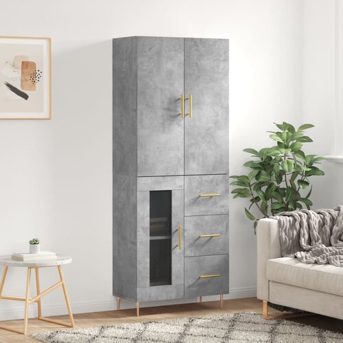 vidaXL Visoka komoda siva betona 69 5x34x180 cm od konstruiranog drva Cijene