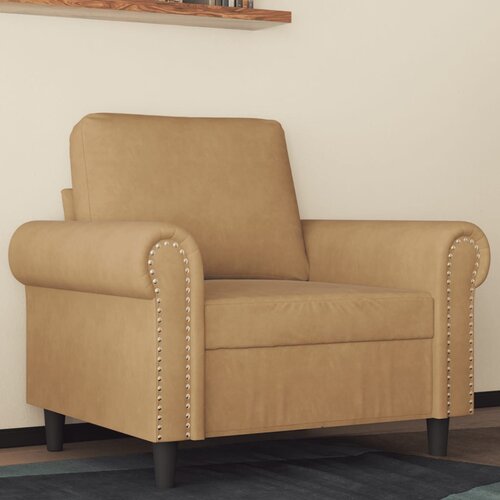  The Living Store Fotelj rjav 60 cm žamet - Enosed, (21494969) Slike