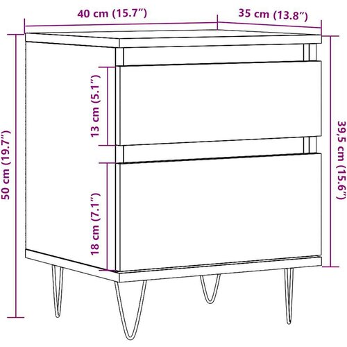 vidaXL Noćni ormarić boja staro drvo 40x35x50 cm konstruiranog drva Cijene