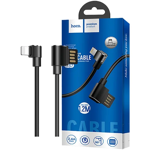 hoco. USB kabl za iPhone, Lightning, kutni 90°, 1.2 met., crna – U37 Long Roam, Lightning, BK