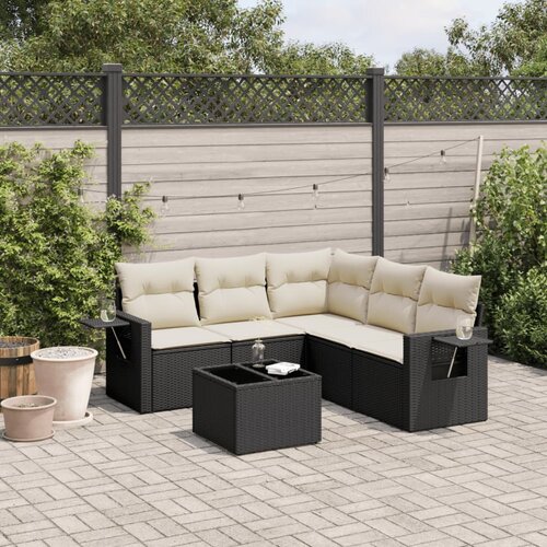 vidaXL 6-dijelni set vrtnih sofa s jastucima crni od poliratana Cijene