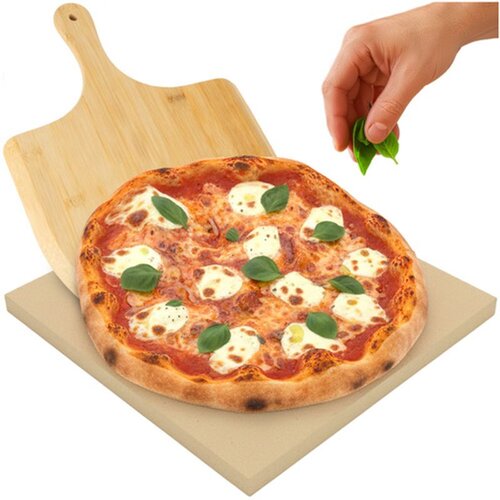 Ruhhy kamen za pizzu od kordierita 38 x 36 cm s bambusovom lopatom Cene