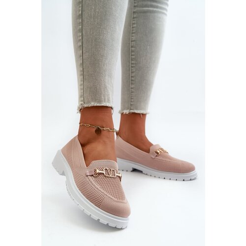Kesi Women's flat-heeled loafers with gold details, pink Limentia Cijene