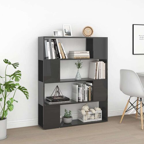  Knjižna omara za razdelitev prostora sijaj siva 100x24x124 cm, (20620266) Slike