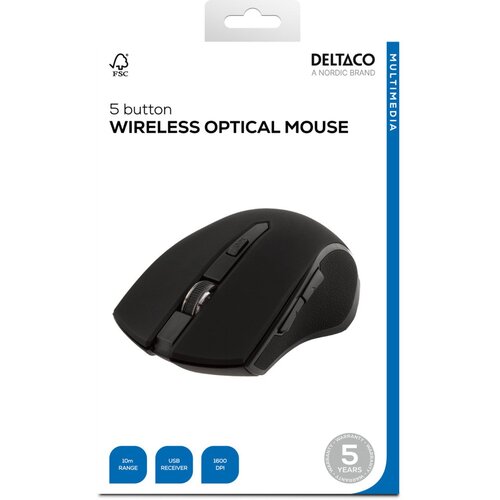Deltaco brezžični optični mi&scaron;, 5 gumbov + pomični kolesce, 1600 DPI, USB, Cene