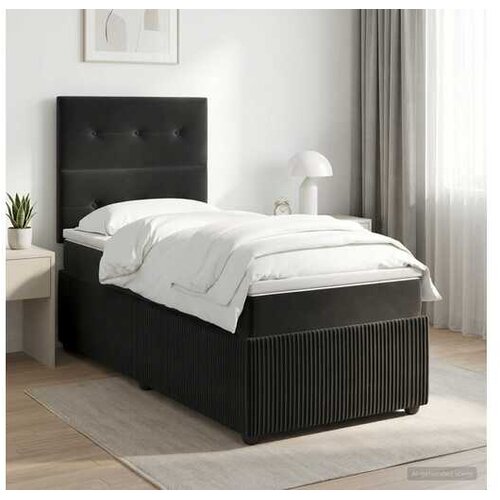 VidaXL Boxspring krevet s madracem Crna 80 x 200 cm Bar&amp;scaron;un - Crna 80 x 200 cm Pro&amp;scaron;iveno gumbima Slike