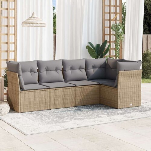 vidaXL 5-dijelni vrtni set sofa s jastucima bež od poliratana Cijene