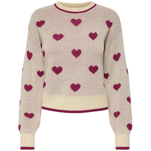 JDY Pulover 'ROMANCE' kremna / kit / vinsko rdeča Cene