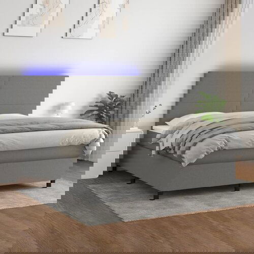 The Living Store Box spring postelja z vzmetnico LED temno siva 180x200 cm blago - Box Spring Postelja, (21515835) Slike