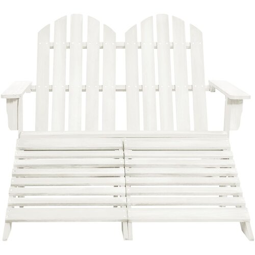 Maison Chic Vrtni Stoli - Stol za vrt Adirondack za 2 osebi z naslonom za noge bel JS626, (21878535) Slike