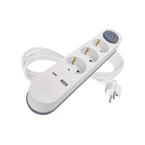  Podaljšek 2 m / 3 vtičnice / s stikalom / beli / 1× USB-A + 1× USB-C / 1,5 mm2 Cene