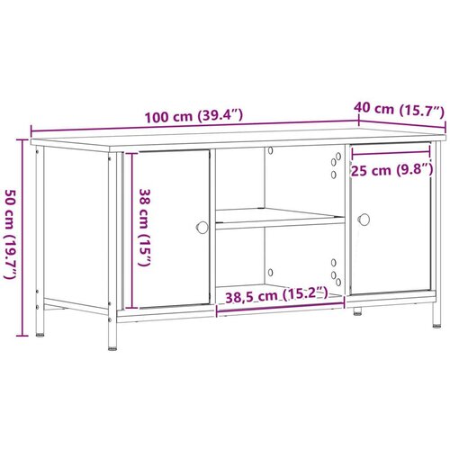 TV Kabinet Crni Hrast 100x40x50 cm Inženjerski Drvo i Čelik Cijene