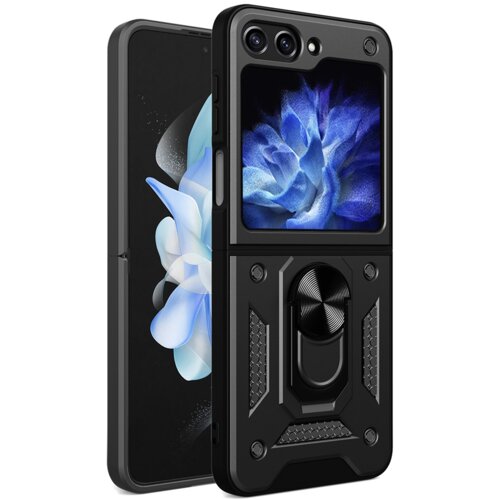 Onasi Silikonski ovitek Armor Ring z zaščito kamere za Samsung Galaxy Z Flip 5 - črn Cene