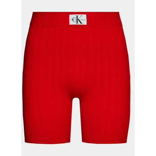 Calvin Klein Jeans Kratke hlače iz tkanine Label J20J223138 Rdeča Slim Fit