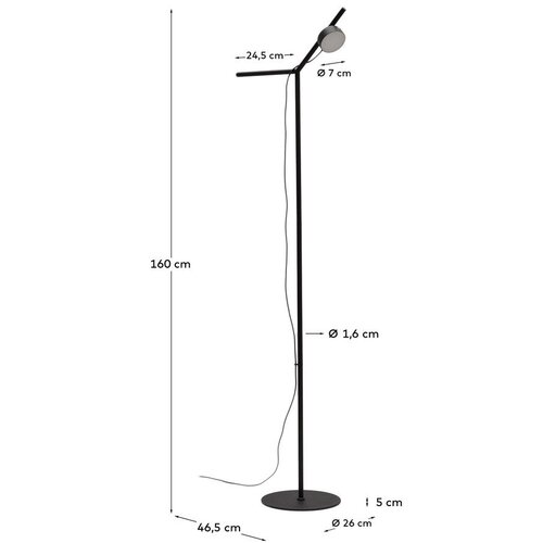 Kave Home Črna LED zatemnitvena stoječa svetilka (vi&amp;scaron;ina 160 cm) Orey &amp;ndash; Slike