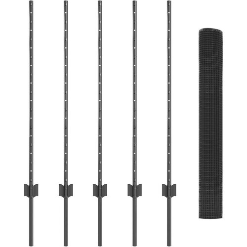 vidaXL Ograda za Vrt Set od 2 Siva Metal prekriven plastikom Cene