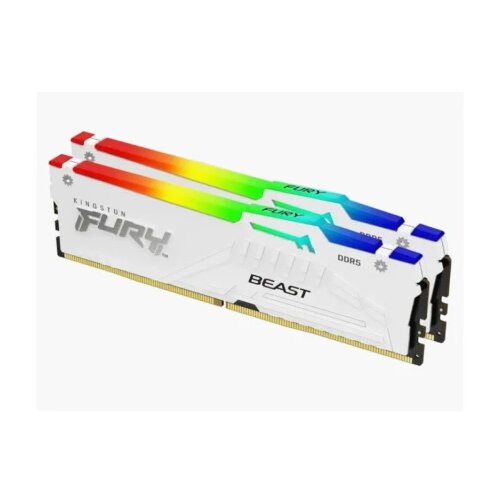 Kingston memorija 32GB(2x16GB)/DIMM/DDR5/6000MHz/CL30/FURY beast rgb/bela Slike