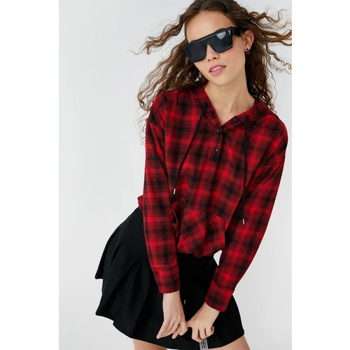 Koton Women's Red Plaid Shirt