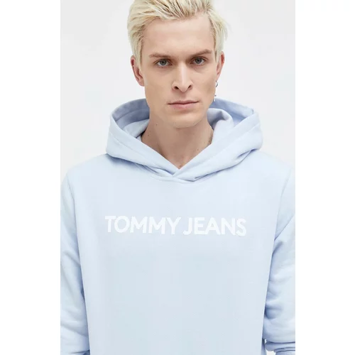 Tommy Jeans Bombažen pulover moška, s kapuco