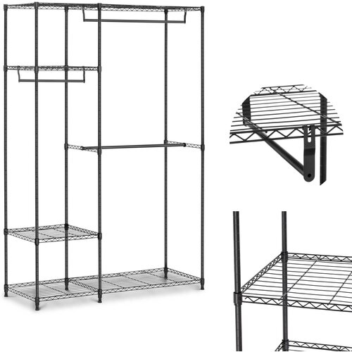 Royal Catering Žično stojalo za oblačila za garderobo 4 police 3 obe&amp;scaron;alniki 120 x 45 x 179,5 cm do 270 kg, (21275781) Slike