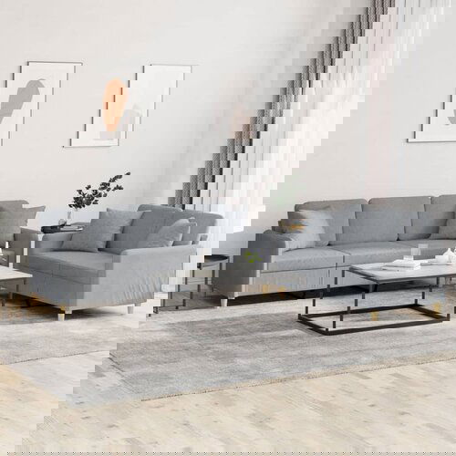 The Living Store Sedežna garnitura 4-delna z vzglavniki svetlo sivo blago - Sedežna Garnitura, (21479859) Cene