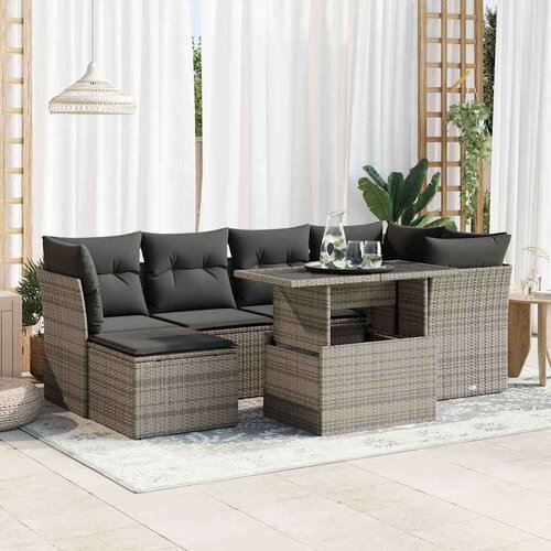 VidaXL 7-dijelni set vrtnih sofa sivi od poliratana Slike