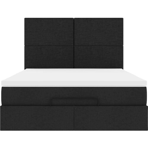 VidaXL otomanski okvir kreveta s madracem crni 140x200cm od tkanine Slike