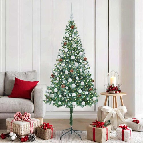 vidaXL Umestno božično drevo med 300 LED Zelena 180 cm PVC in Jeklo Cene