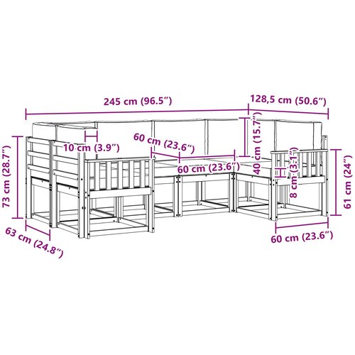  Set vanjskih sofa 6 kom. Prirodna i bež Smeđa 245 x 128,5 x 73 cm Slike