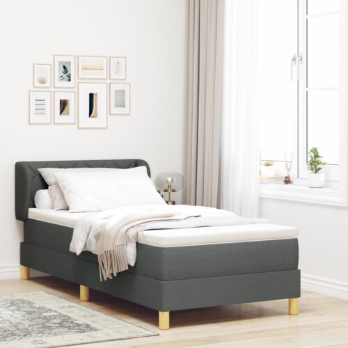 vidaXL Posteljni box s žimnico v temno sivi barvi, 90x200 cm Tkanina Cene
