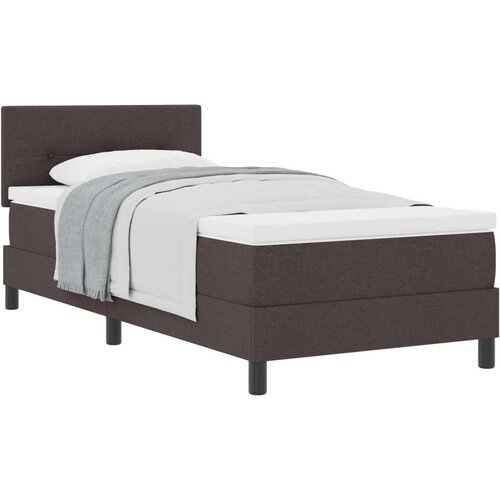 Box Postelja z vzmetnico z vzmetnico Temno rjava 100 x 200 cm blago, (5000127022) Cene
