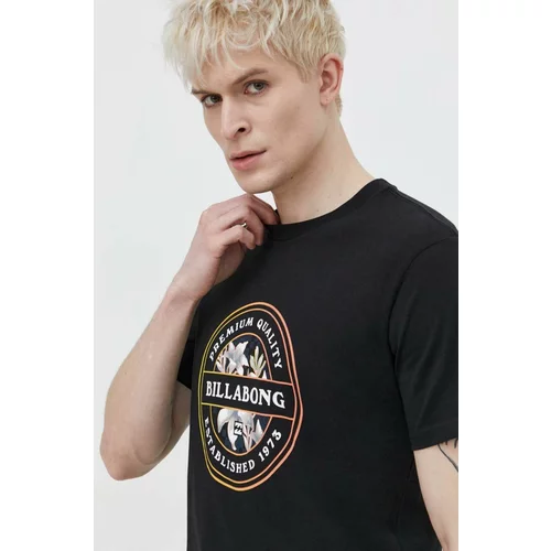 Billabong Pamučna majica za muškarce, boja: crna, s tiskom