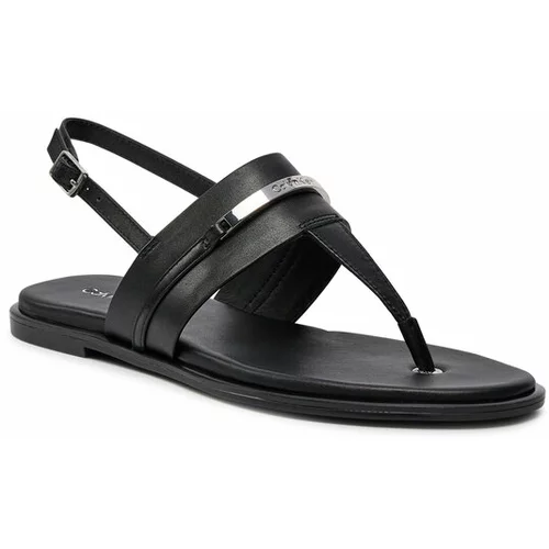 Calvin Klein Sandali Flat Tp Sandal Metal Bar Lth HW0HW02031 Črna