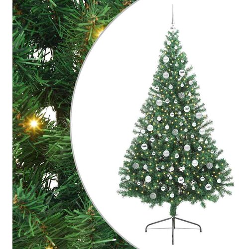 VidaXL Umjetno predsvijetljeno božićno drvce Zelena 210 cm PVC Slike