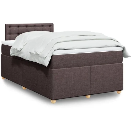 vidaXL Box spring postelja z vzmetnico temno rjava 120x190 cm blago