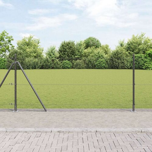 vidaXL Komplet ograjnih palic Set 2 Siva Kovina, Plastika 10 x 1 m Cene