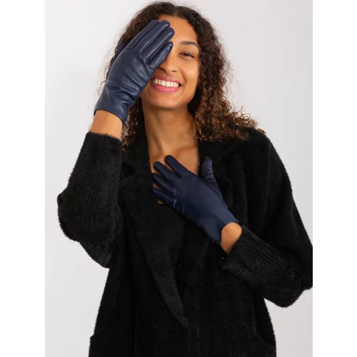 Fashion Hunters Dark blue elegant gloves with eco leather