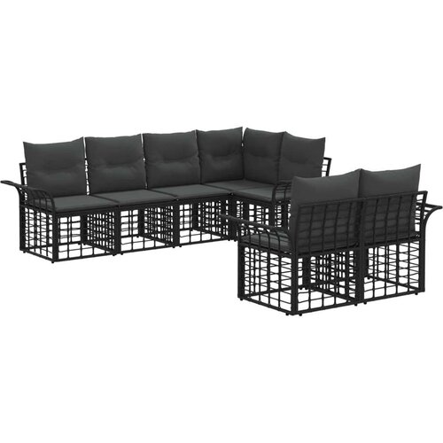  Set vanjskih sofa s jastukom 7 pcs Crna i tamno siva Poliester Cijene