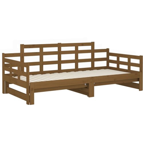  Dnevni ležaj na izvlačenje boja meda 2x(90x190) cm od borovine Slike