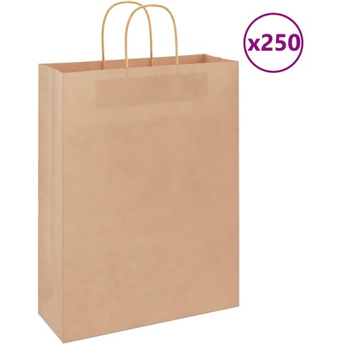 VidaXL Papirnate vrečke 250 kosov z ročaji rjave barve 32x12x42 cm, (5000160857) Slike