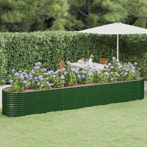 vidaXL Visoka greda iz prašno premazanega jekla 440x80x68 cm zelena Cene