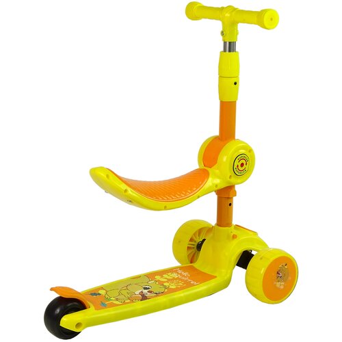Lean Toys Trikolesni skiro in poganjalec z lučkami in glasbo Rumena lea Slike