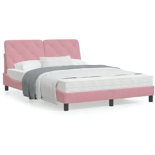  Okvir kreveta s LED svjetlima ružičasti 120 x 200 cm baršunasti