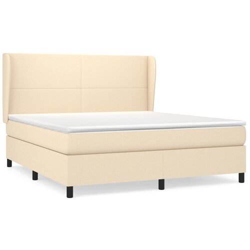 vidaXL Box spring postelja z vzmetnico krem 160x200 cm blago, (20894972) Cene